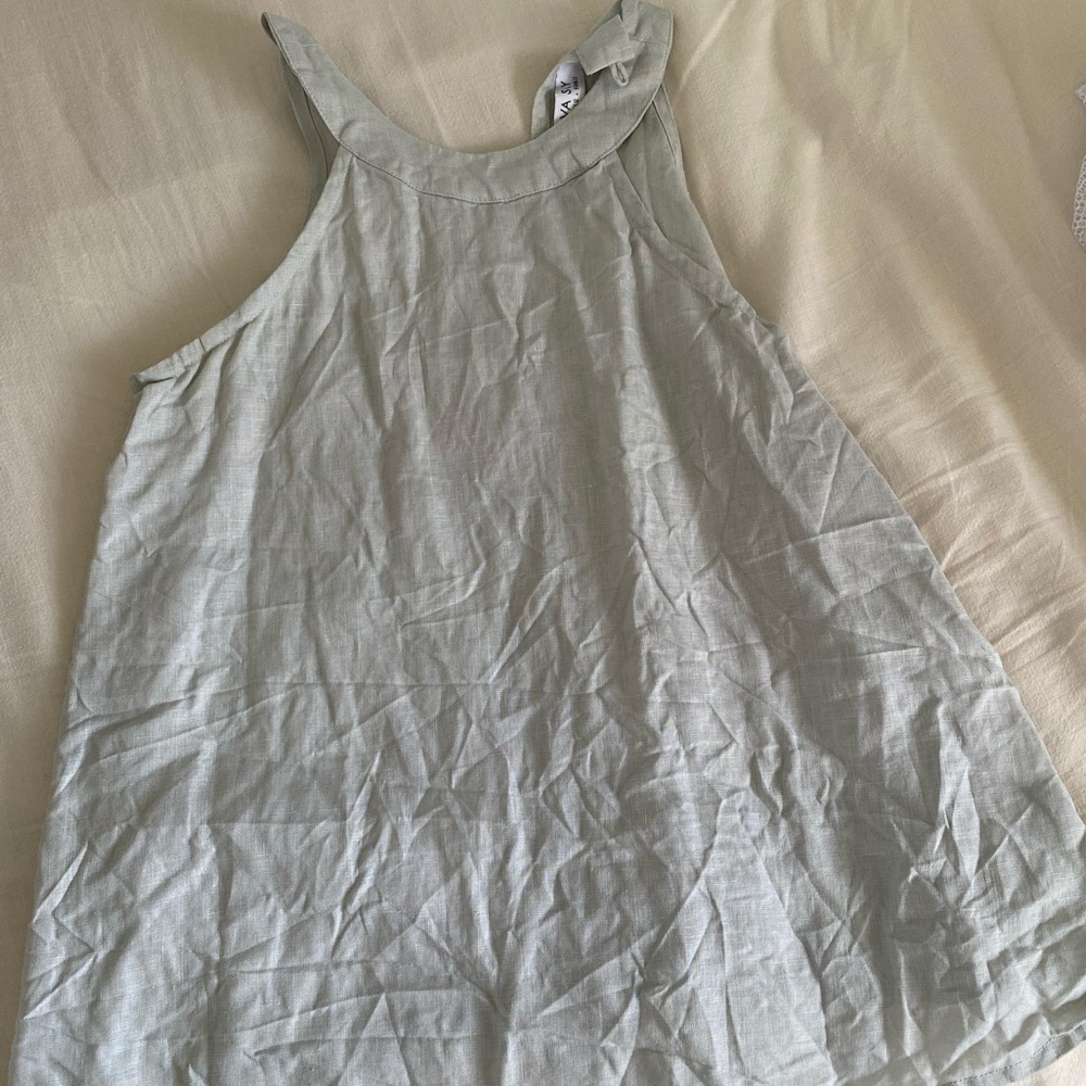 Light green linen Ava Sky Tank